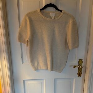 H&M Cream Knit Short Sleeve Top